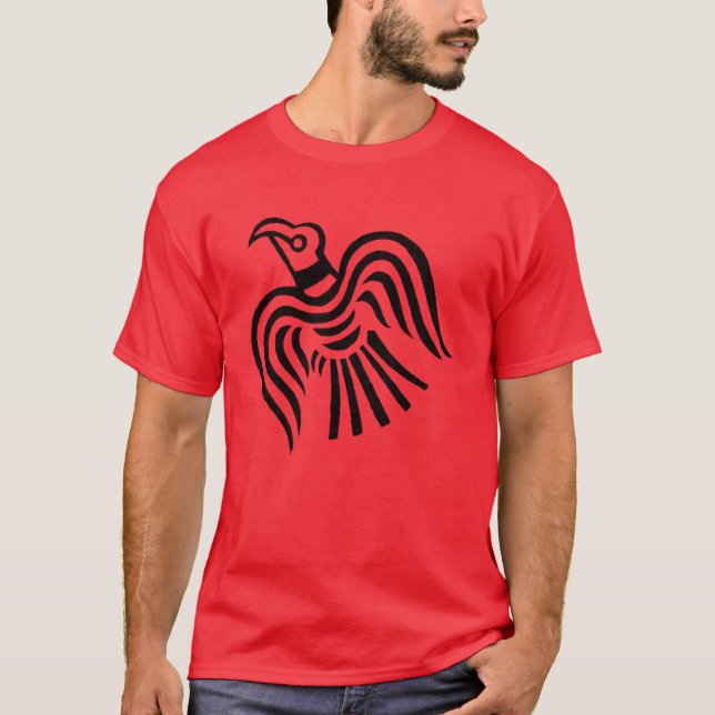 Viking-Fahnen-Raben-Symbol T-Shirt (Vorderseite)