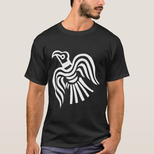 Viking-Fahnen-Raben-Symbol T-Shirt (Vorderseite)