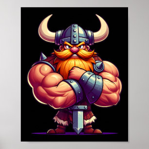 Viking Flex Muscles Fan Lover Bodybuilding Gym Poster