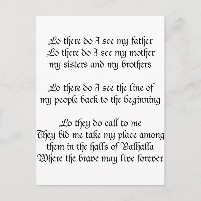 Viking Gebet Lo da sehe ich meinen Vater Postkarte (Vorderseite)