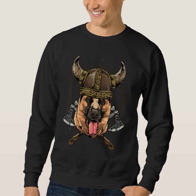 Viking German Shepherd Renaissance Norse Pagan Val Sweatshirt (Vorderseite)