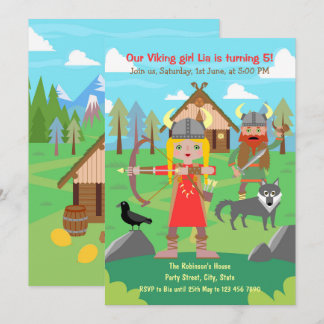 Viking Girl Birthday Party Einladung