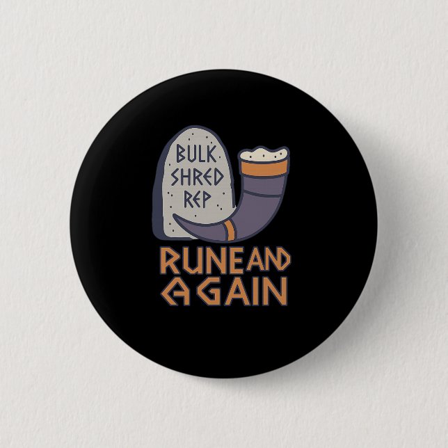 Viking Gym Rune und Fitness Sprichwort für Muskeln Button (Vorderseite)