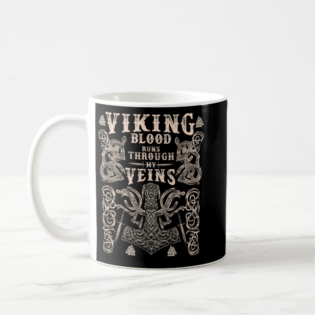 Viking Hammer Viking Blood Runs Through My Veins Kaffeetasse (Links)