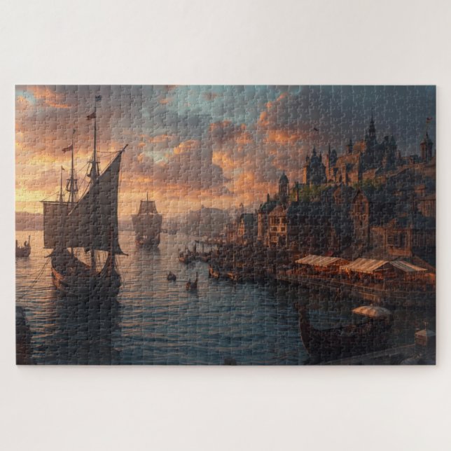 Viking Harbor Jigsaw Puzzle (Horizontal)