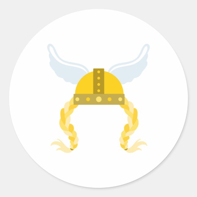 Viking Helmet Braids Runder Aufkleber (Vorderseite)