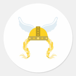 Viking Helmet Braids Runder Aufkleber