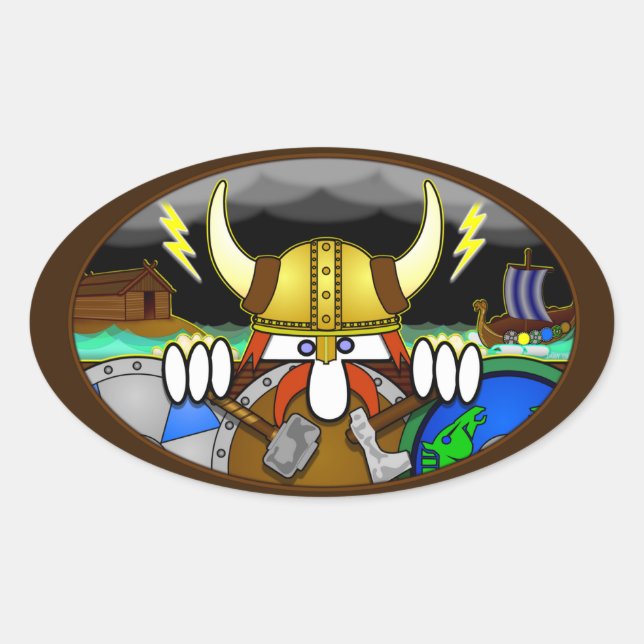Viking Kilroy Oval Sticker (Vorderseite)