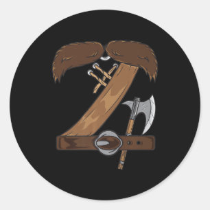 Viking Kostüm Halloween Mustache Belt Ax Cosplay Runder Aufkleber