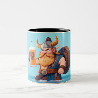 Viking Man Driving Beer Zweifarbige Tasse