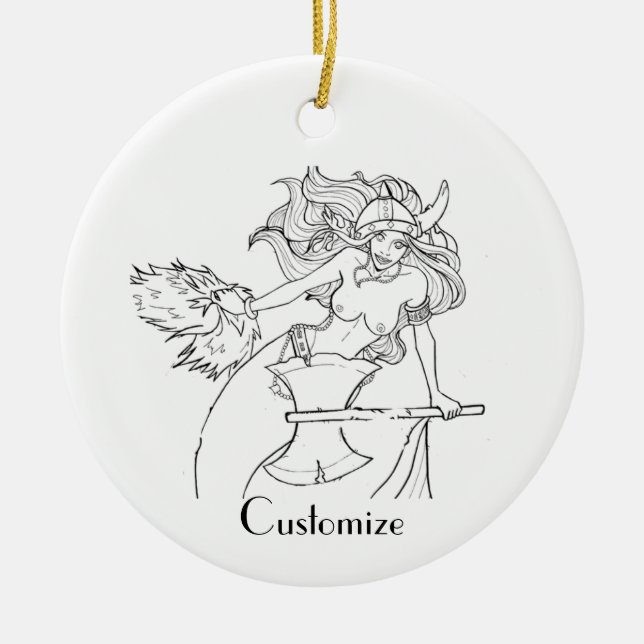 Viking Mermaid Warrior Thunder_Cove Keramik Ornament (Vorne)