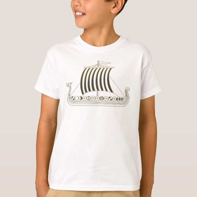 Viking Metallic Gold Schiff T-Shirt (Vorderseite)