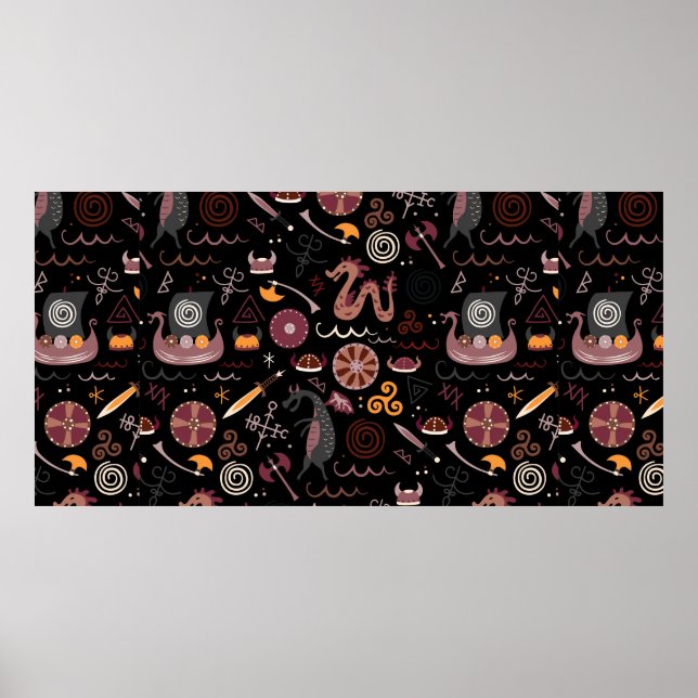Viking-Muster nahtlos grafisch Poster (Vorne)