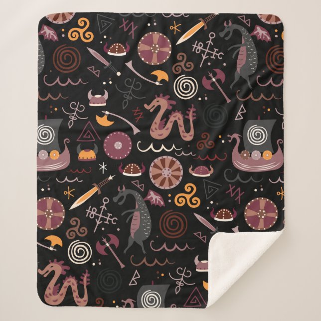 Viking-Muster nahtlos grafisch Sherpadecke (Vorderseite)