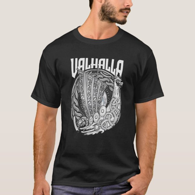 Viking Norseman Boat Viking Ship Runes Odin Valhal T-Shirt (Vorderseite)