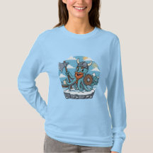 Viking Octopus Cartoon Funny Womens | Mens Skyblue