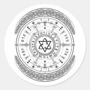 Viking Pagan Asatru Runenkompass, Vegvisir Runes Runder Aufkleber