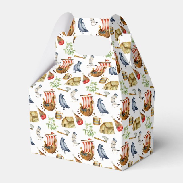 Viking party theme boys blue red pattern geschenkschachtel (Vorderseite)