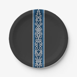 Viking Pattern Blau Pappteller
