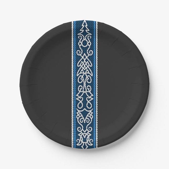 Viking Pattern Blau Pappteller (Vorderseite)