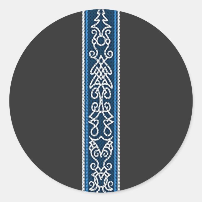 Viking Pattern Blau Runder Aufkleber (Vorderseite)