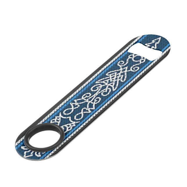 Viking Pattern Blau Speed Flaschenöffner (Vorderseite Schrägansicht)