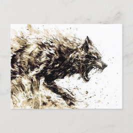 Viking Pen Drawing of a Norse God Fenris wolf Postkarte