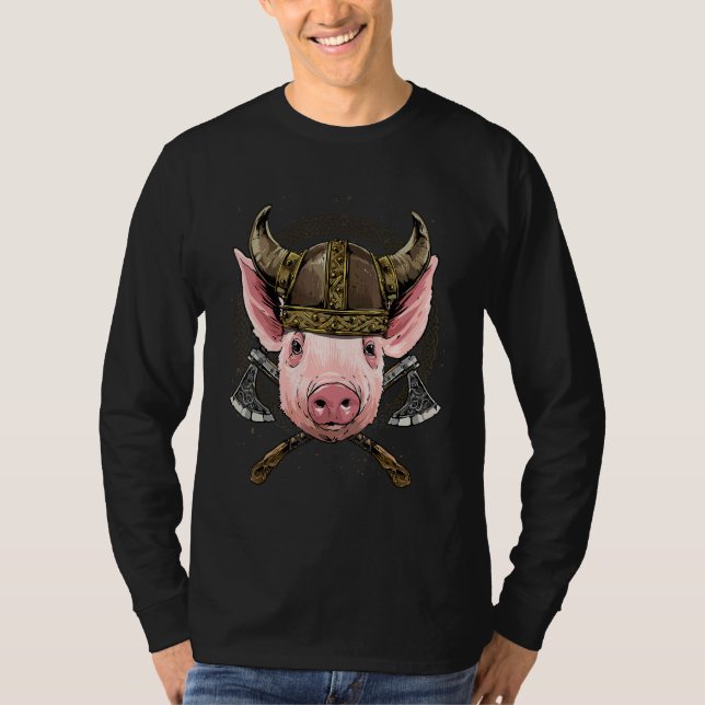 Viking Pig Renaissance Norse Pagan Valhalla Farmer T-Shirt (Vorderseite)