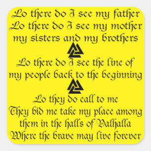 Viking Prayer Valknut FB.com/USAPatriotGraphics © Quadratischer Aufkleber