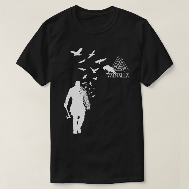 Viking Ragnar Lodbrok Valhalla Odin Ravens Pullove T-Shirt (Design vorne)