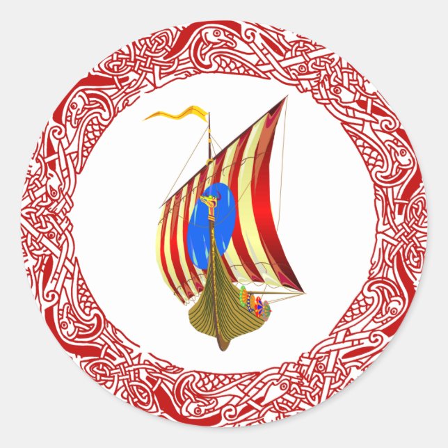Viking Raider Runder Aufkleber (Vorderseite)