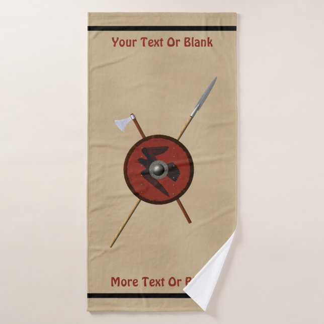 Viking Ravenschild und Waffen Badhandtuch Set (Badehandtuch)