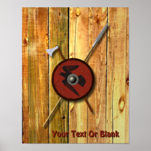 Viking Ravenschild und Waffen Poster
