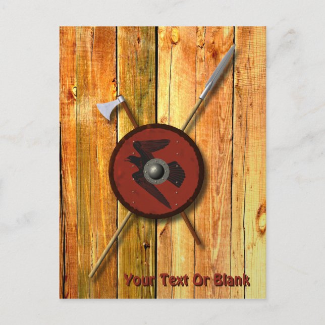 Viking Ravenschild und Waffen Postkarte (Vorderseite)