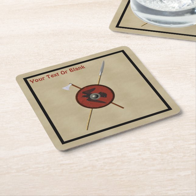 Viking Ravenschild und Waffen Rechteckiger Pappuntersetzer (angewinkelt)