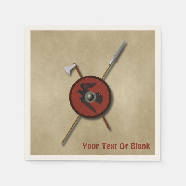 Viking Ravenschild und Waffen Serviette (Vorderseite)