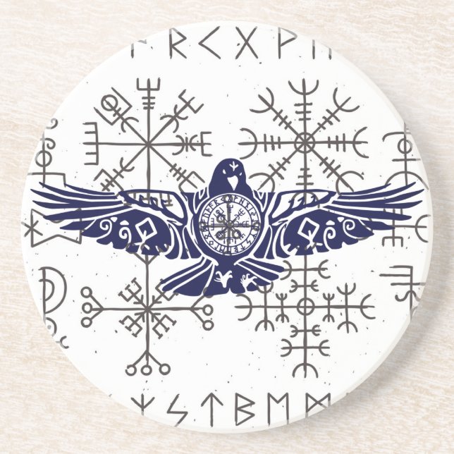 Viking Rune Raven  Getränkeuntersetzer (Vorne)