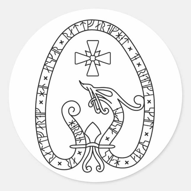 Viking Rune Stone black and white Runder Aufkleber (Vorderseite)