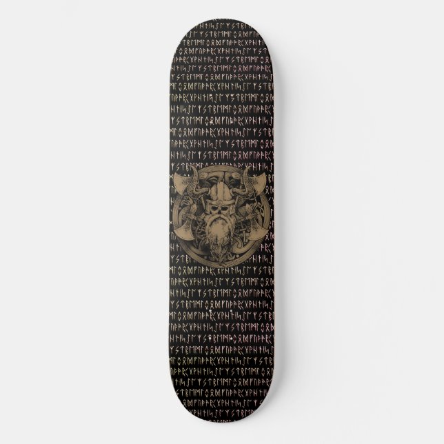 Viking Runenschild mit bärtigen Kriegeräxen Skateboard (Vorderseite)