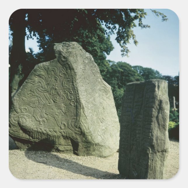 Viking Runensteine Quadratischer Aufkleber (Vorderseite)