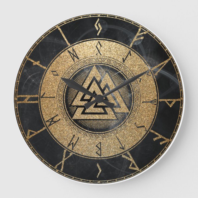 Viking Runes Große Wanduhr (Vorderseite)