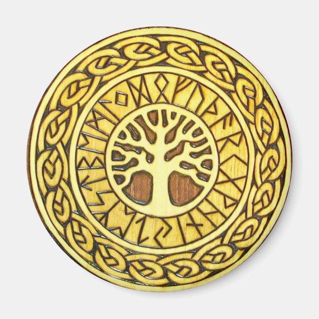 Viking Runes with Tree Kühlschrank Magnet (Vorne)