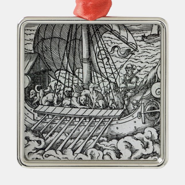Viking-Schiff Silbernes Ornament (Vorne)