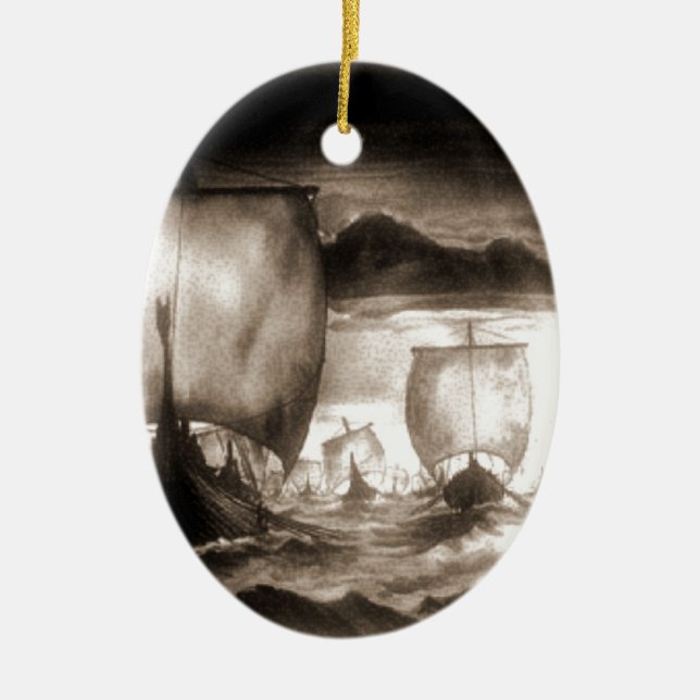 VIKING-SCHIFFE KERAMIKORNAMENT (Vorne)