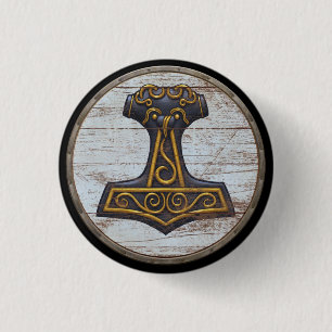 Viking-Schild-Emblem - der Hammer des Thors Button