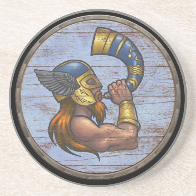 Viking-Schild - Heimdallr Sandstein Untersetzer (Vorne)