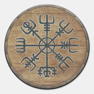 Viking-Schild - Vegvísir Runder Aufkleber