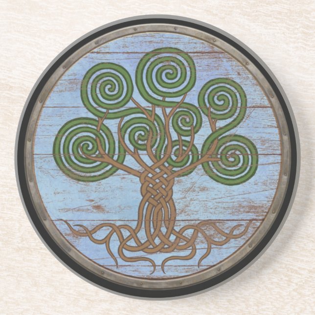 Viking-Schild - Yggdrasil Sandstein Untersetzer (Vorne)