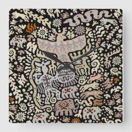 Viking Shaman Ritual Wall Clock Quadratische Wanduhr