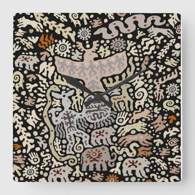 Viking Shaman Ritual Wall Clock Quadratische Wanduhr (Vorderseite)